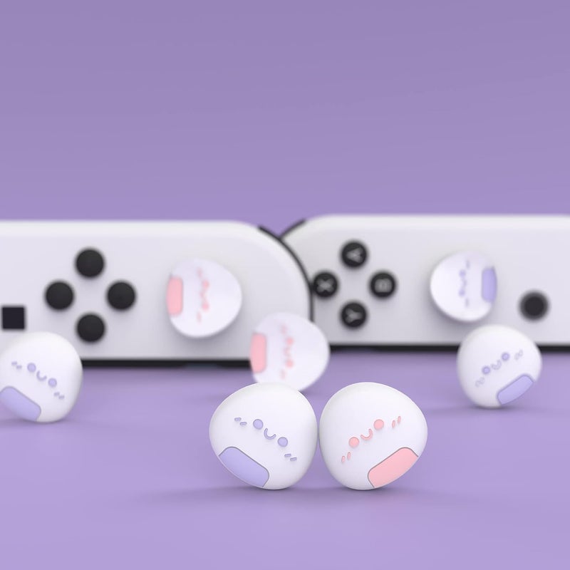 playvital Onigiri Joystick Caps for Nintendo Switch, Thumbstick Grips for Switch Lite, Analog Cover for OLED Joycon Thumb Grip Caps - Light Violet & Pink - Image 4